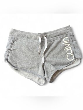 Classic Calvin Klein Performance Grey Logo Sweat Shorts- Size M model off duty